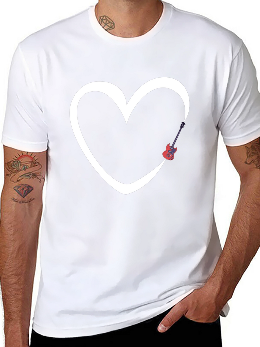 Heart Guitar Graphic Tee - Modern Black T-Shirt