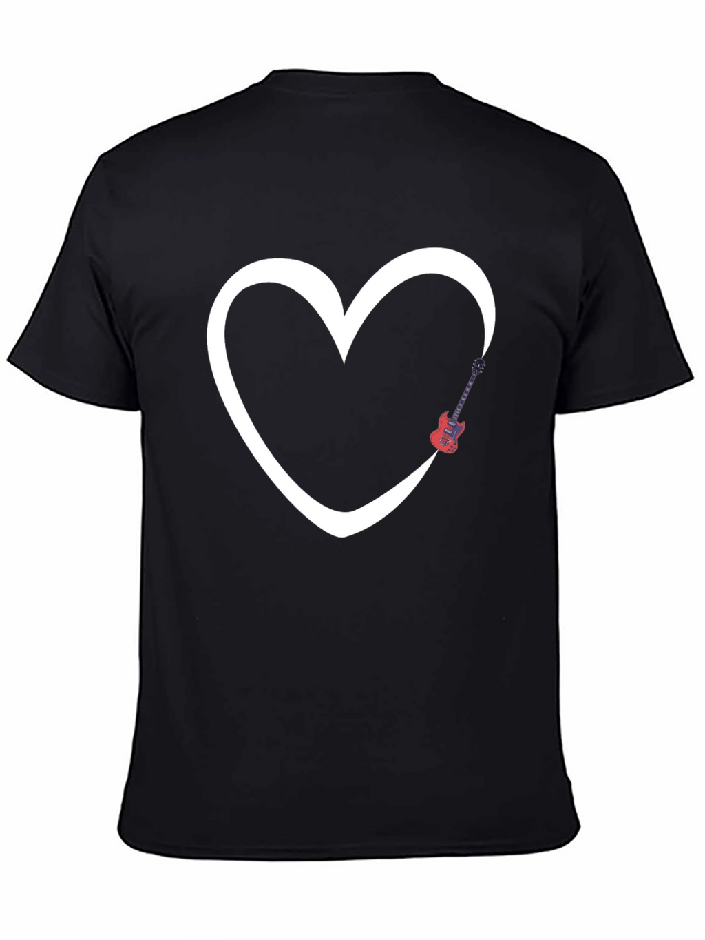 Heart Guitar Graphic Tee - Modern Black T-Shirt