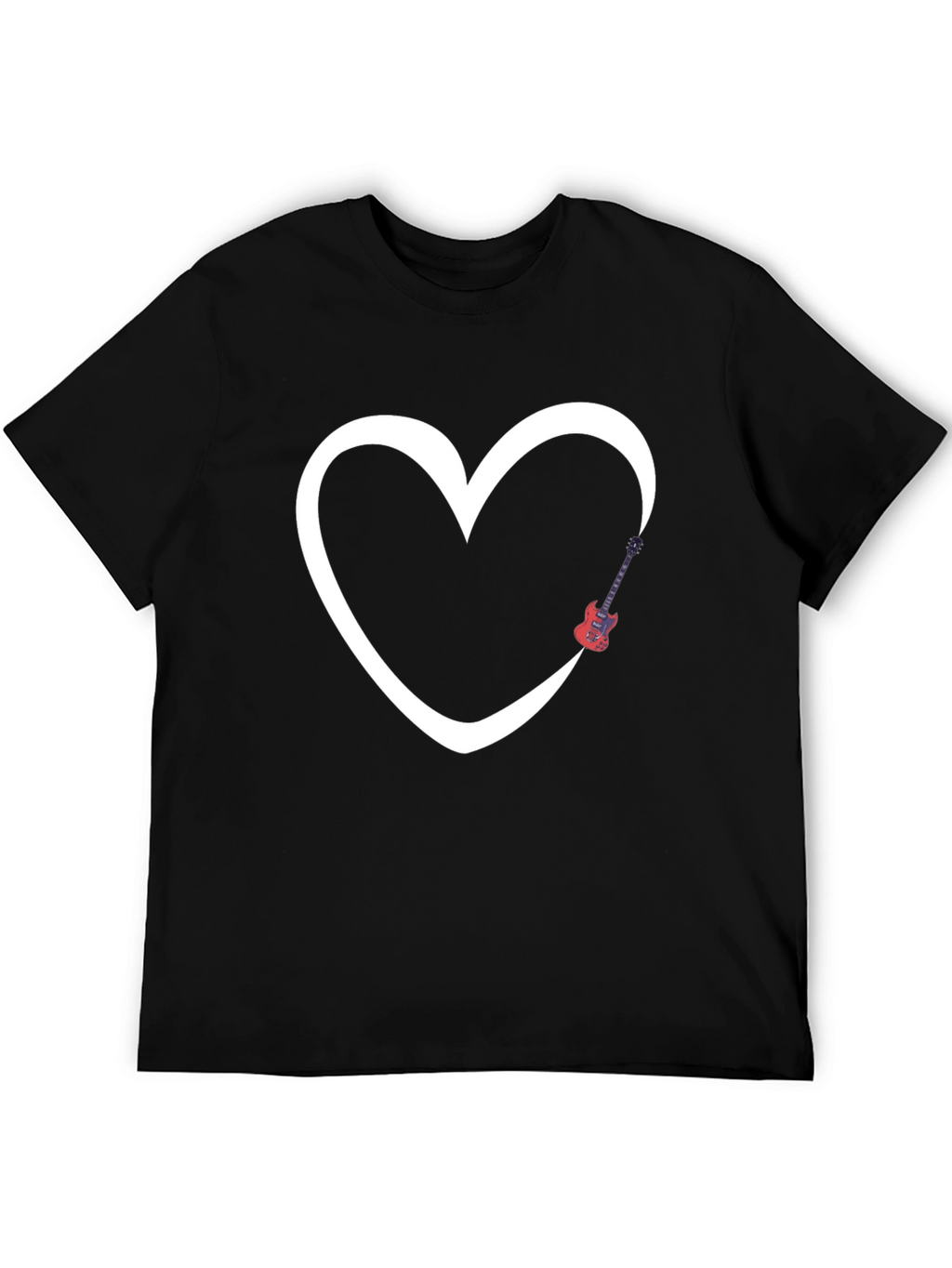 Heart Guitar Graphic Tee - Modern Black T-Shirt