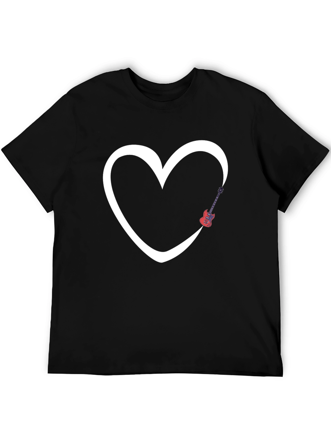 Heart Guitar Graphic Tee - Modern Black T-Shirt