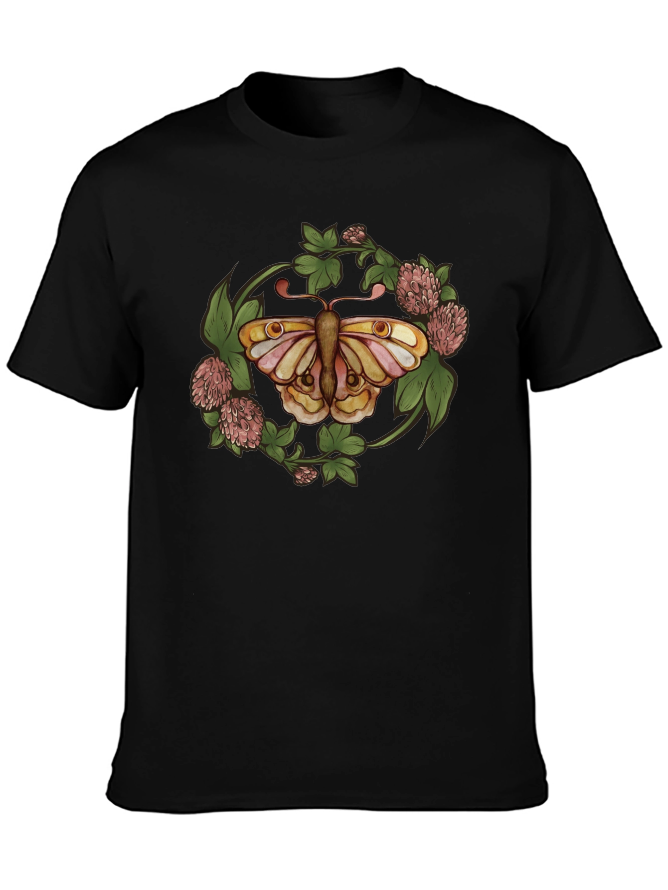 Butterfly Clover Graphic T-Shirt - Nature Inspired Design