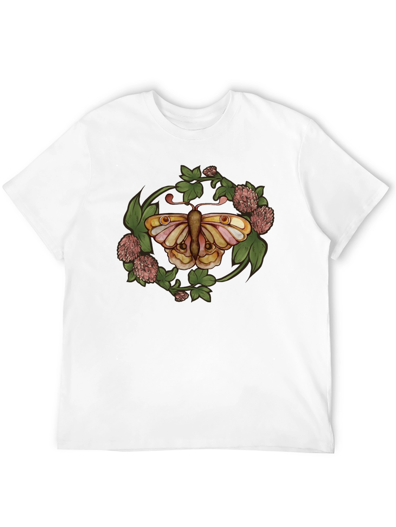 Butterfly Clover Graphic T-Shirt - Nature Inspired Design