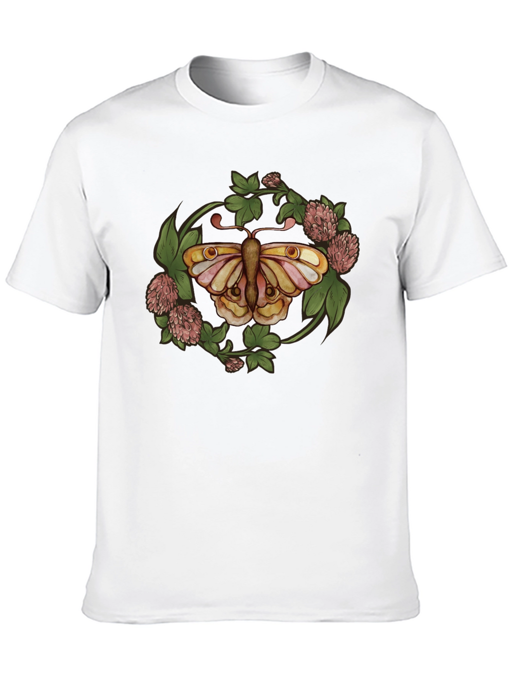 Butterfly Clover Graphic T-Shirt - Nature Inspired Design