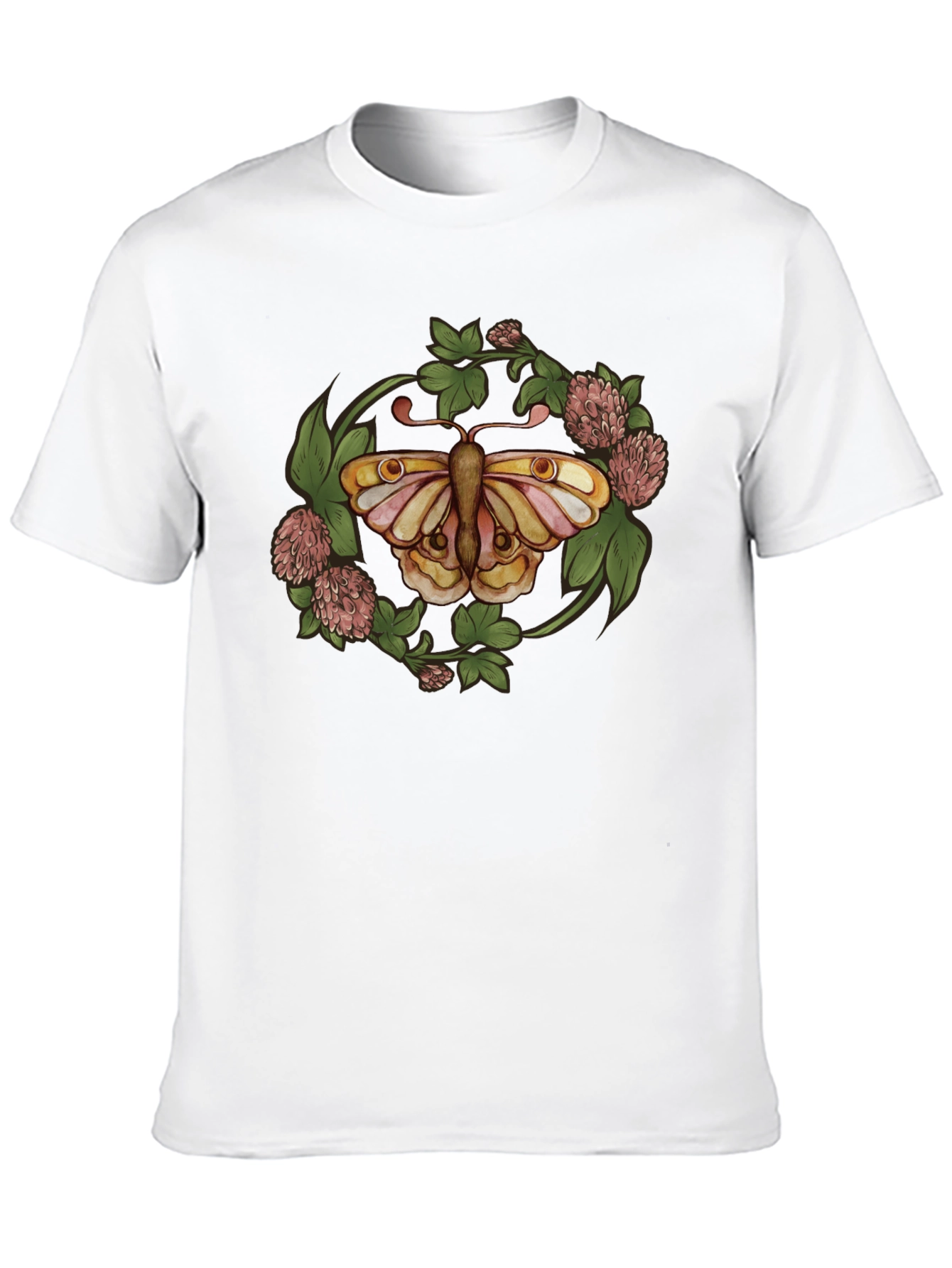 Butterfly Clover Graphic T-Shirt - Nature Inspired Design