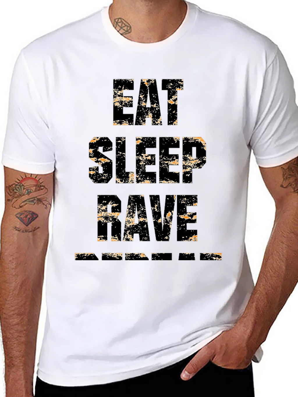 Eat Sleep Rave Repeat Mens Black Graphic T-Shirt