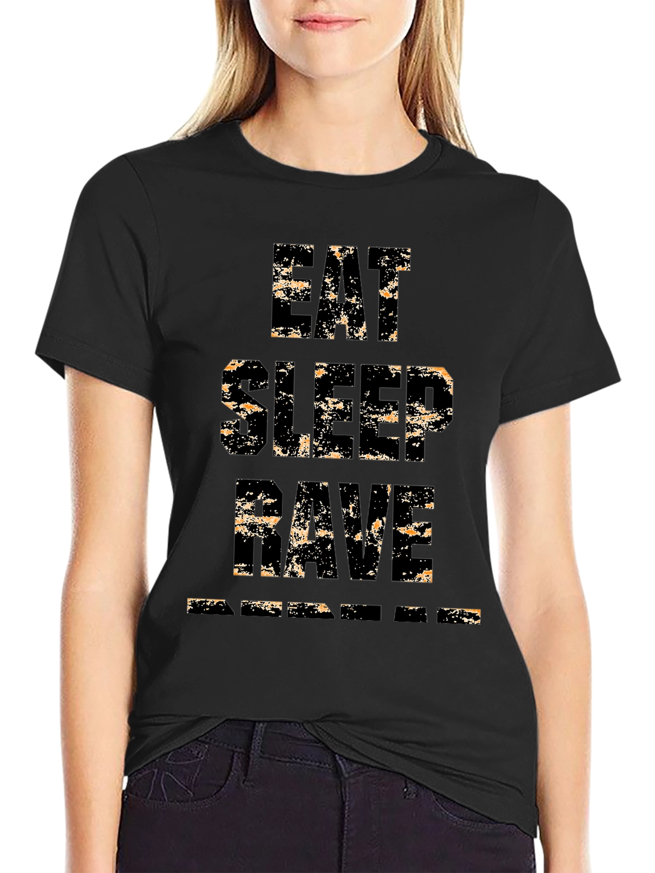 Eat Sleep Rave Repeat Mens Black Graphic T-Shirt