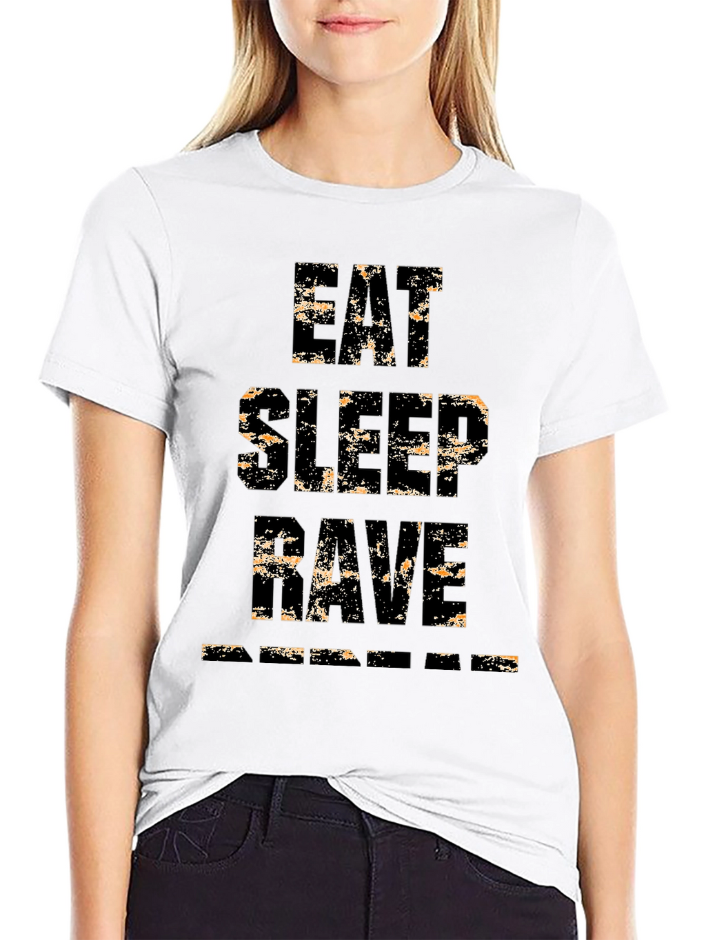 Eat Sleep Rave Repeat Mens Black Graphic T-Shirt