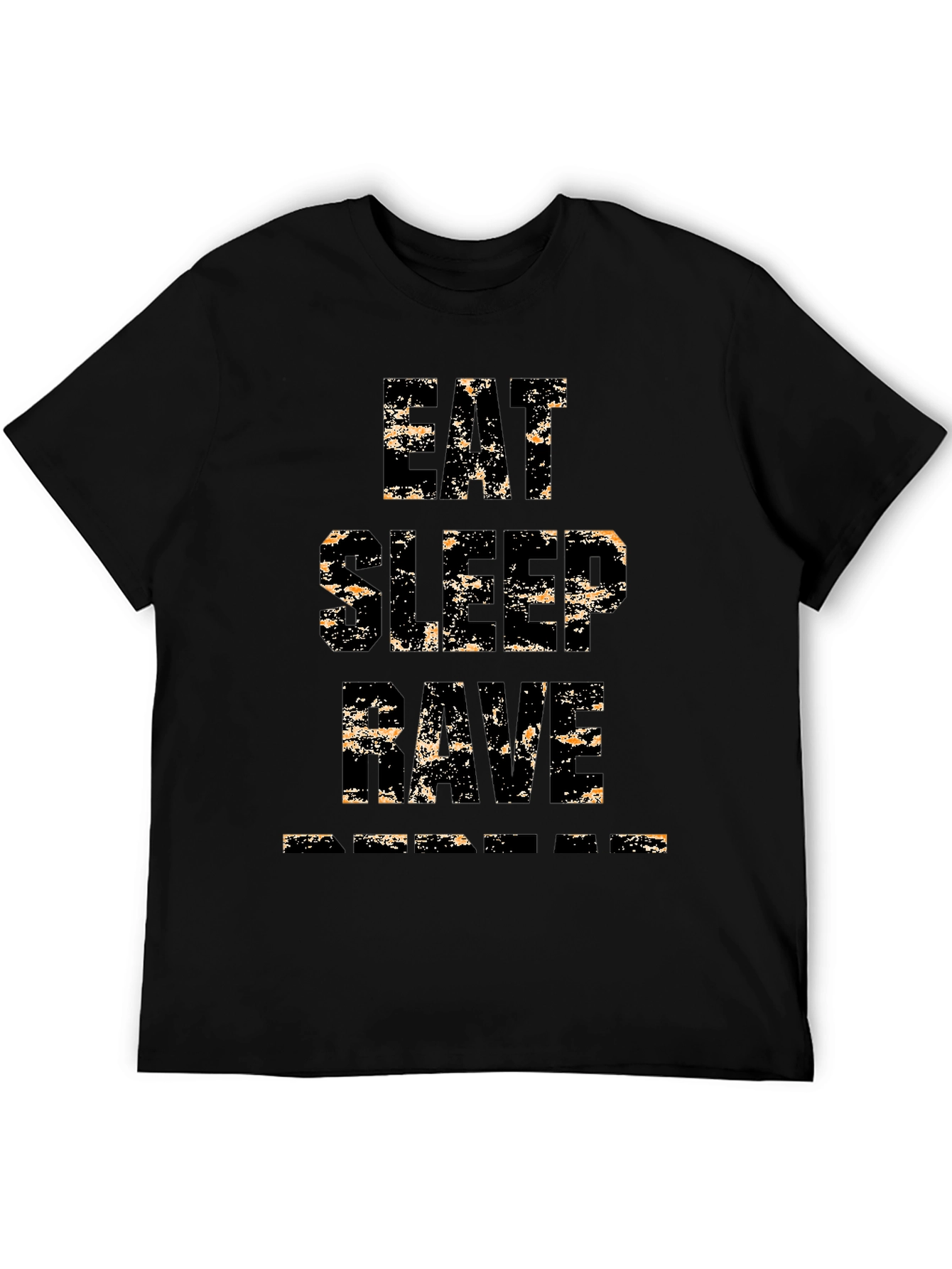 Eat Sleep Rave Repeat Mens Black Graphic T-Shirt