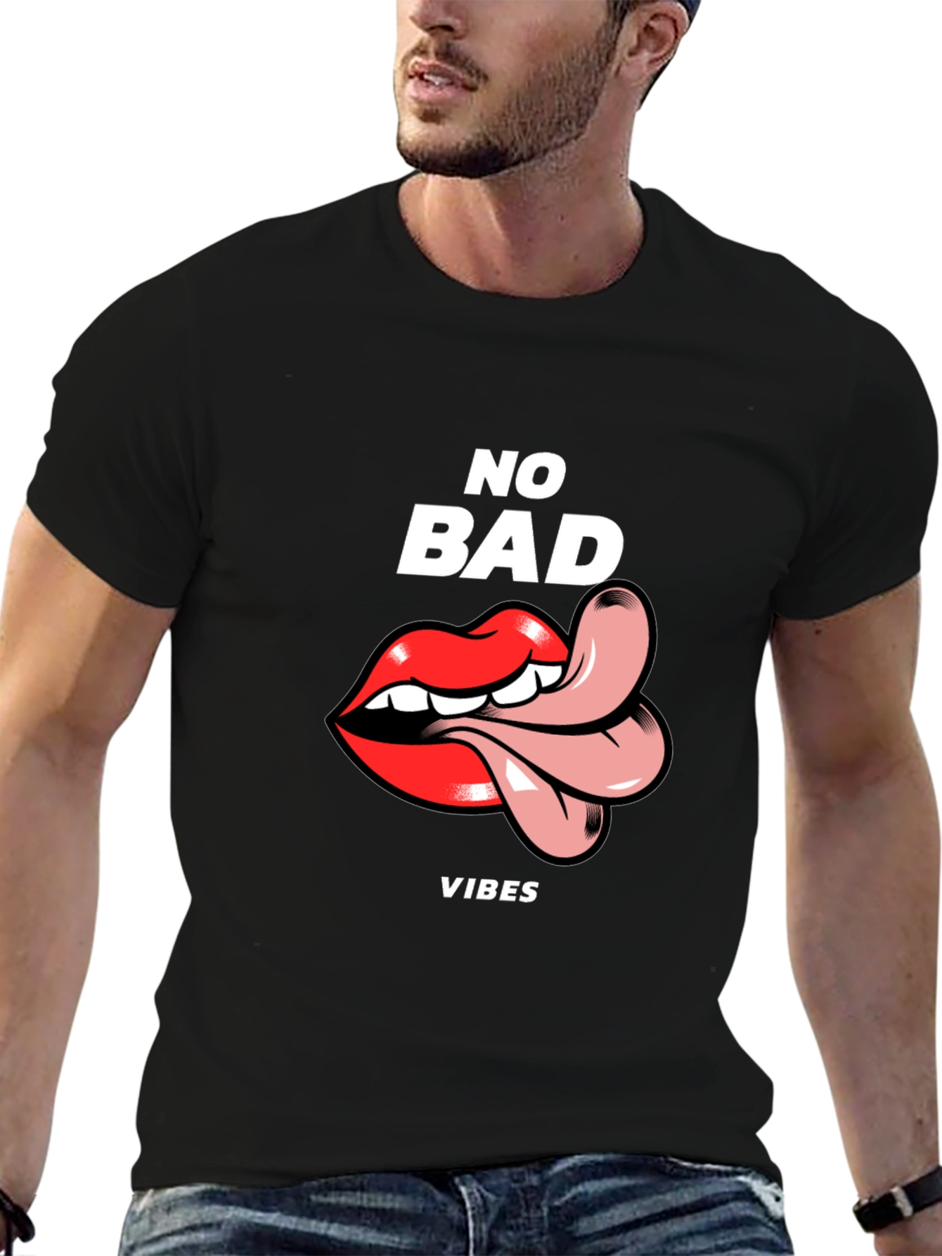 No Bad Vibes Graphic Tee - Black