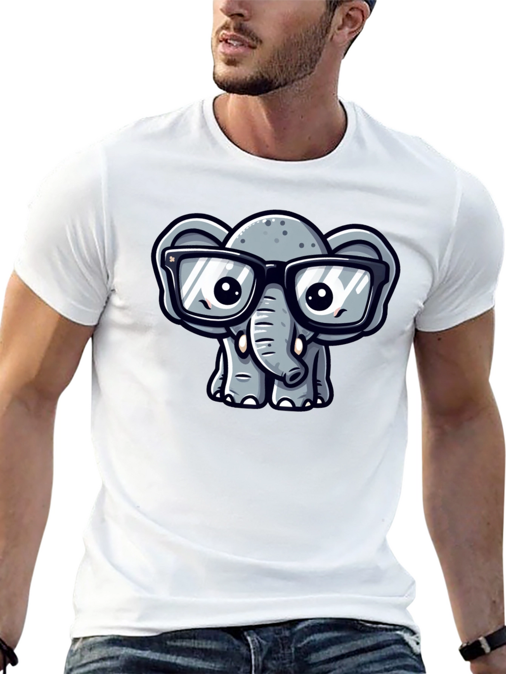 Nerdy Elephant T-Shirt - Cute Cartoon Design