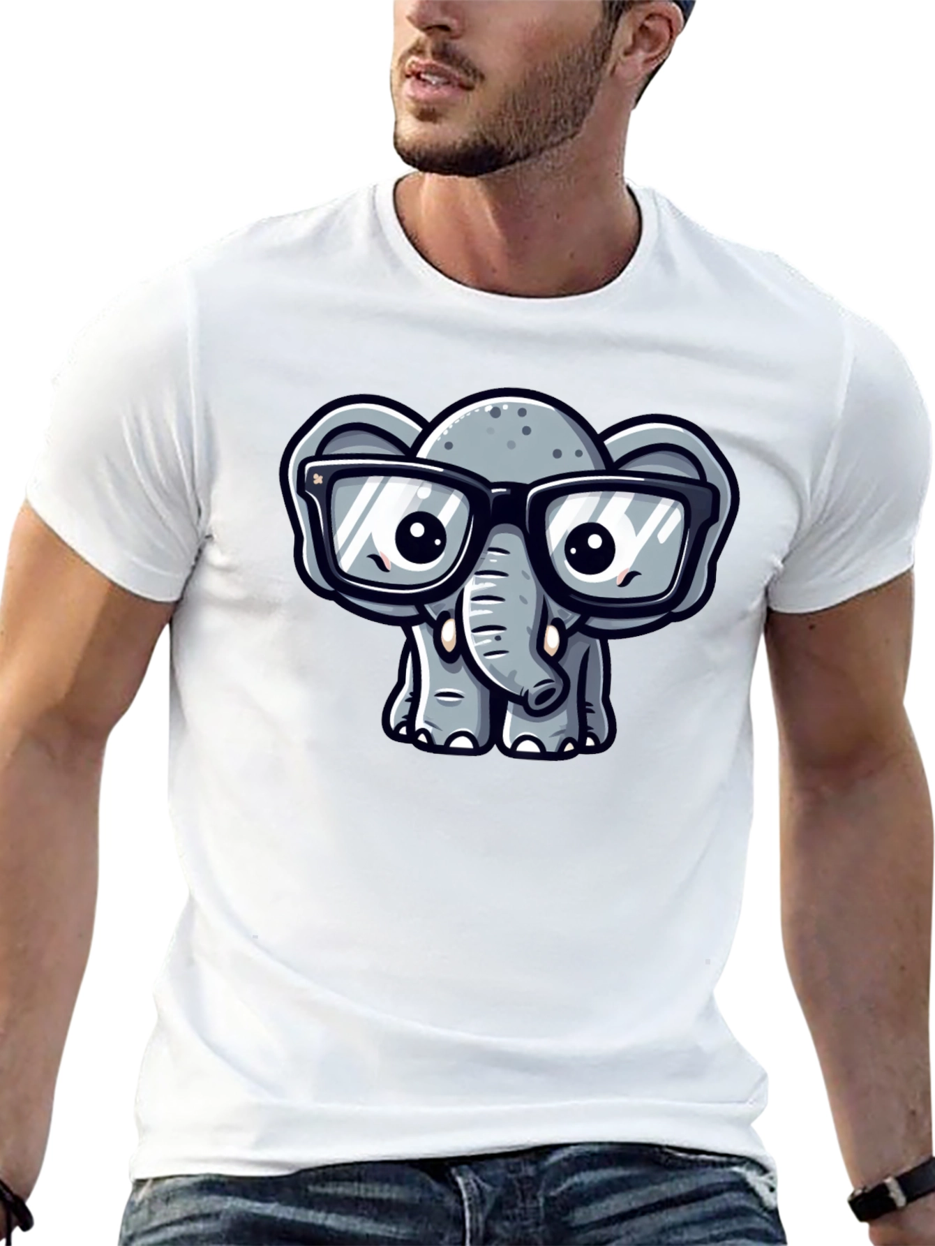 Nerdy Elephant T-Shirt - Cute Cartoon Design