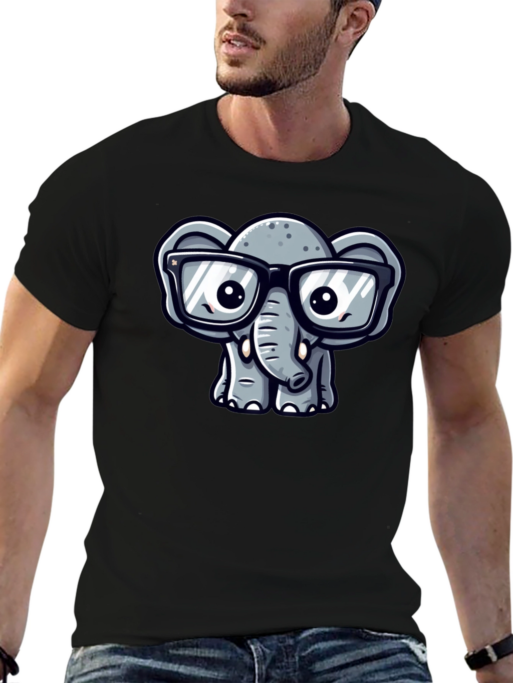 Nerdy Elephant T-Shirt - Cute Cartoon Design