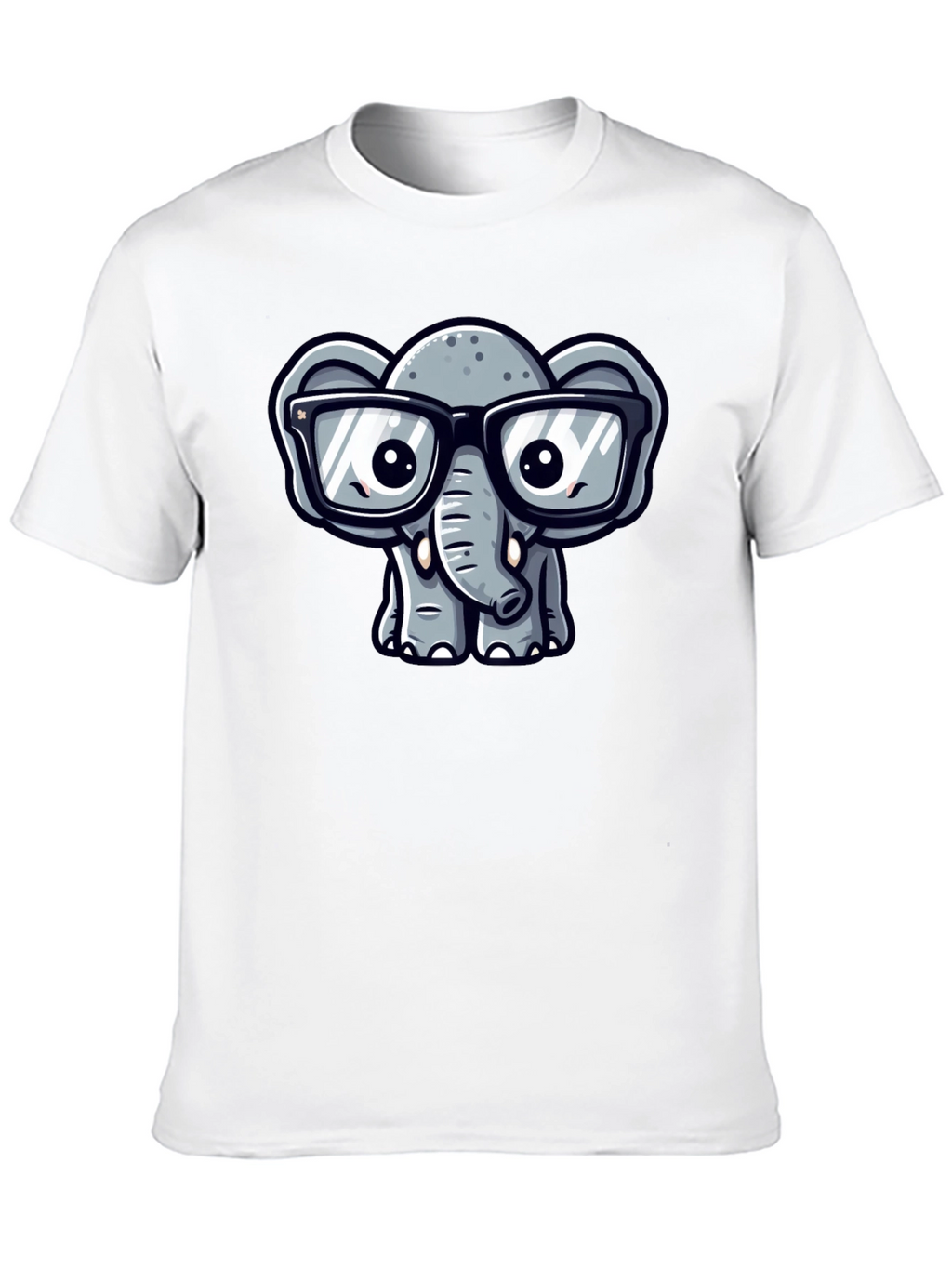 Nerdy Elephant T-Shirt - Cute Cartoon Design