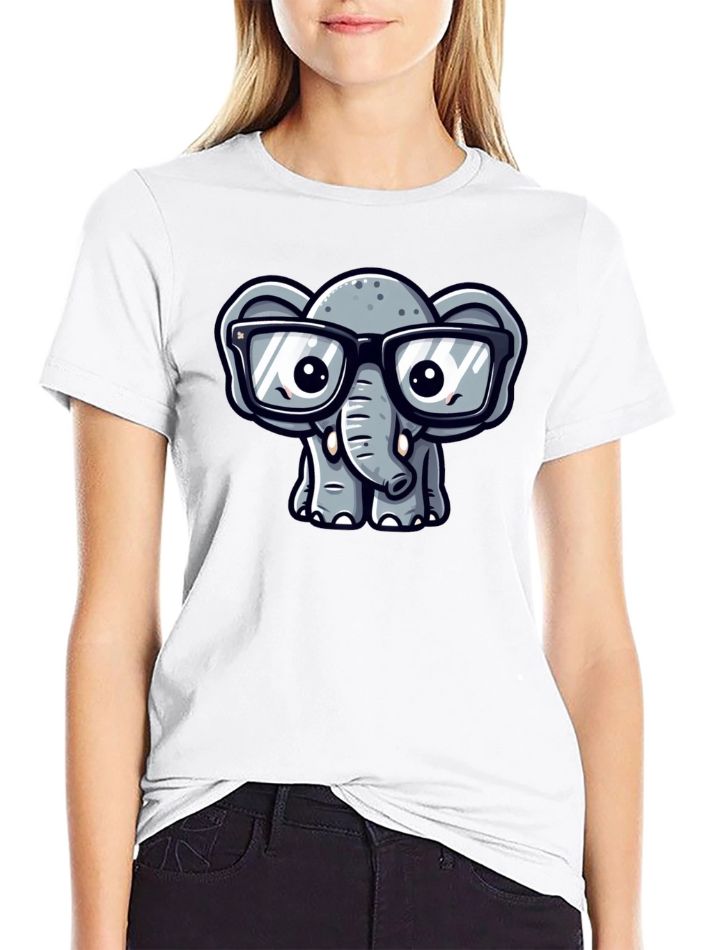 Nerdy Elephant T-Shirt - Cute Cartoon Design