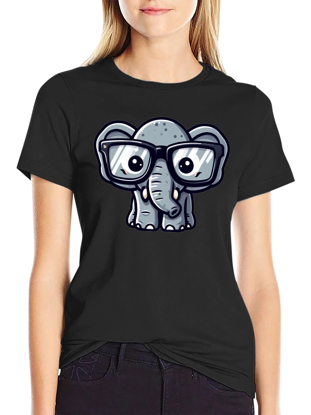 Nerdy Elephant T-Shirt - Cute Cartoon Design