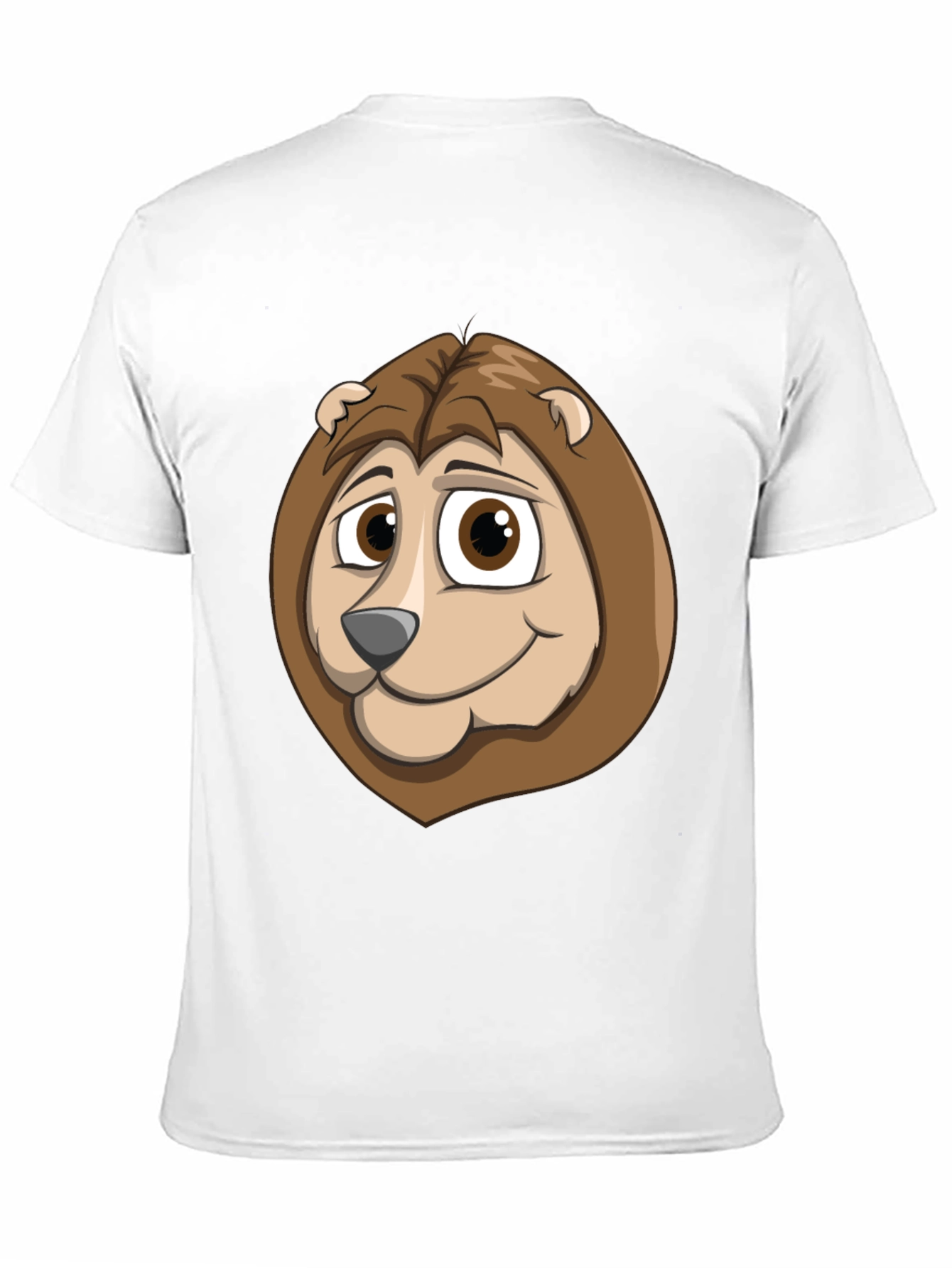 Cartoon Lion Graphic Tee - Black Cotton Shirt