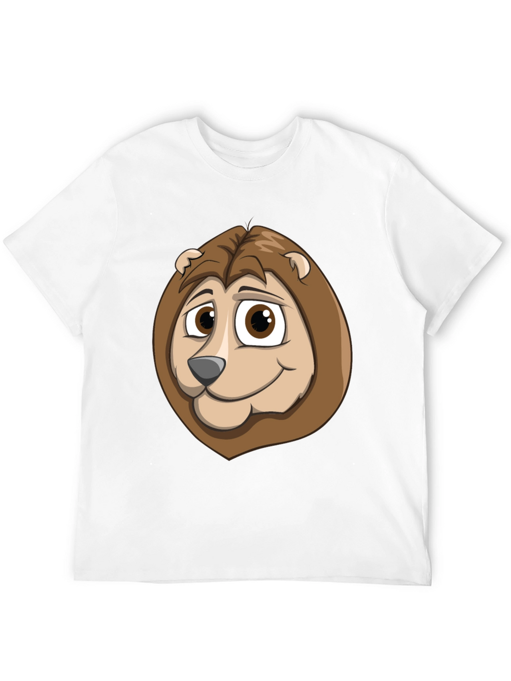 Cartoon Lion Graphic Tee - Black Cotton Shirt