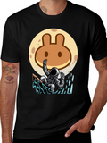 Astronaut Surfing T-Shirt - Moon Rabbit Design