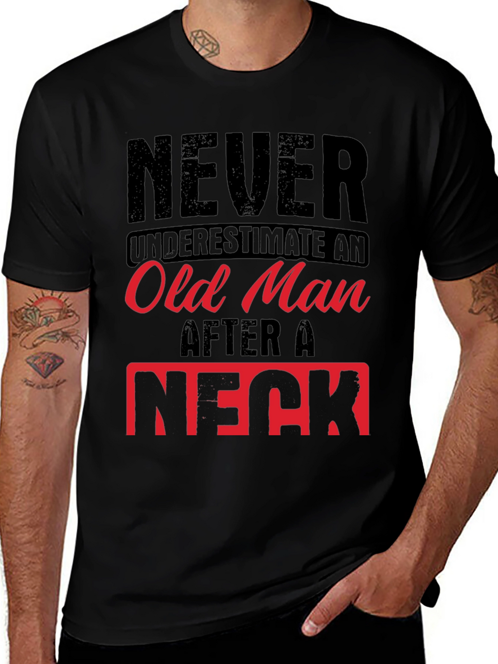 Never Underestimate Old Man Humor Graphic Tee