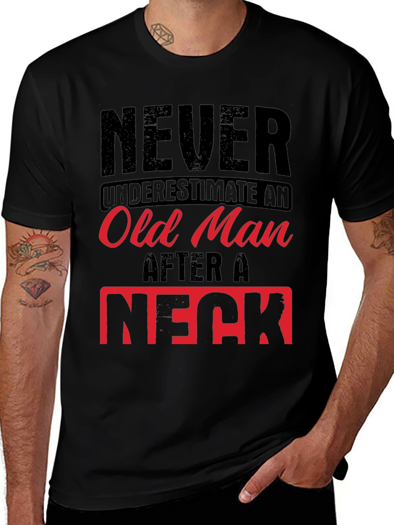 Never Underestimate Old Man Humor Graphic Tee