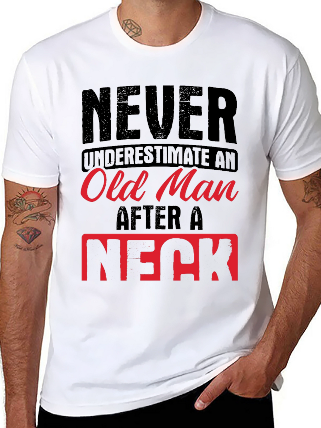 Never Underestimate Old Man Humor Graphic Tee