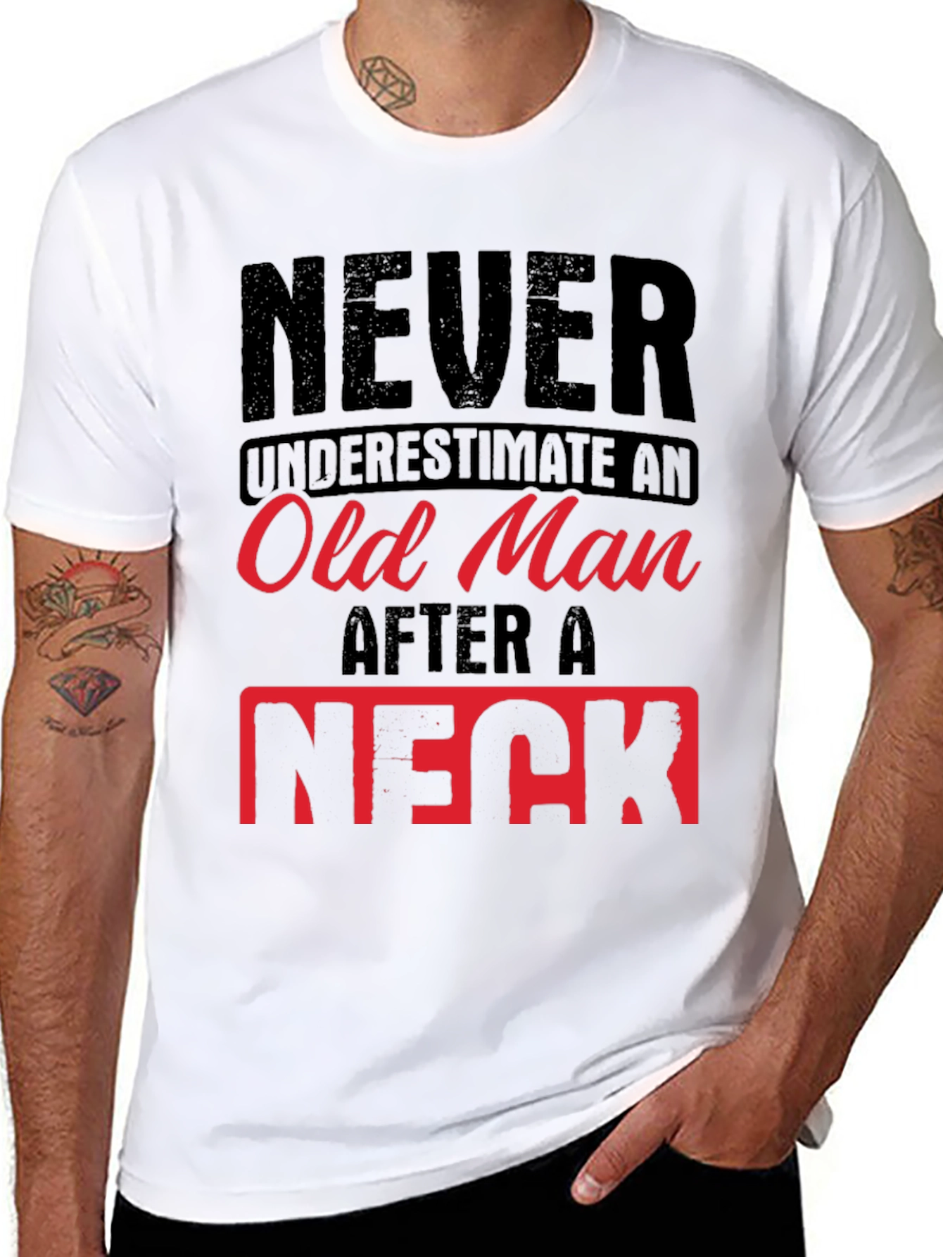 Never Underestimate Old Man Humor Graphic Tee