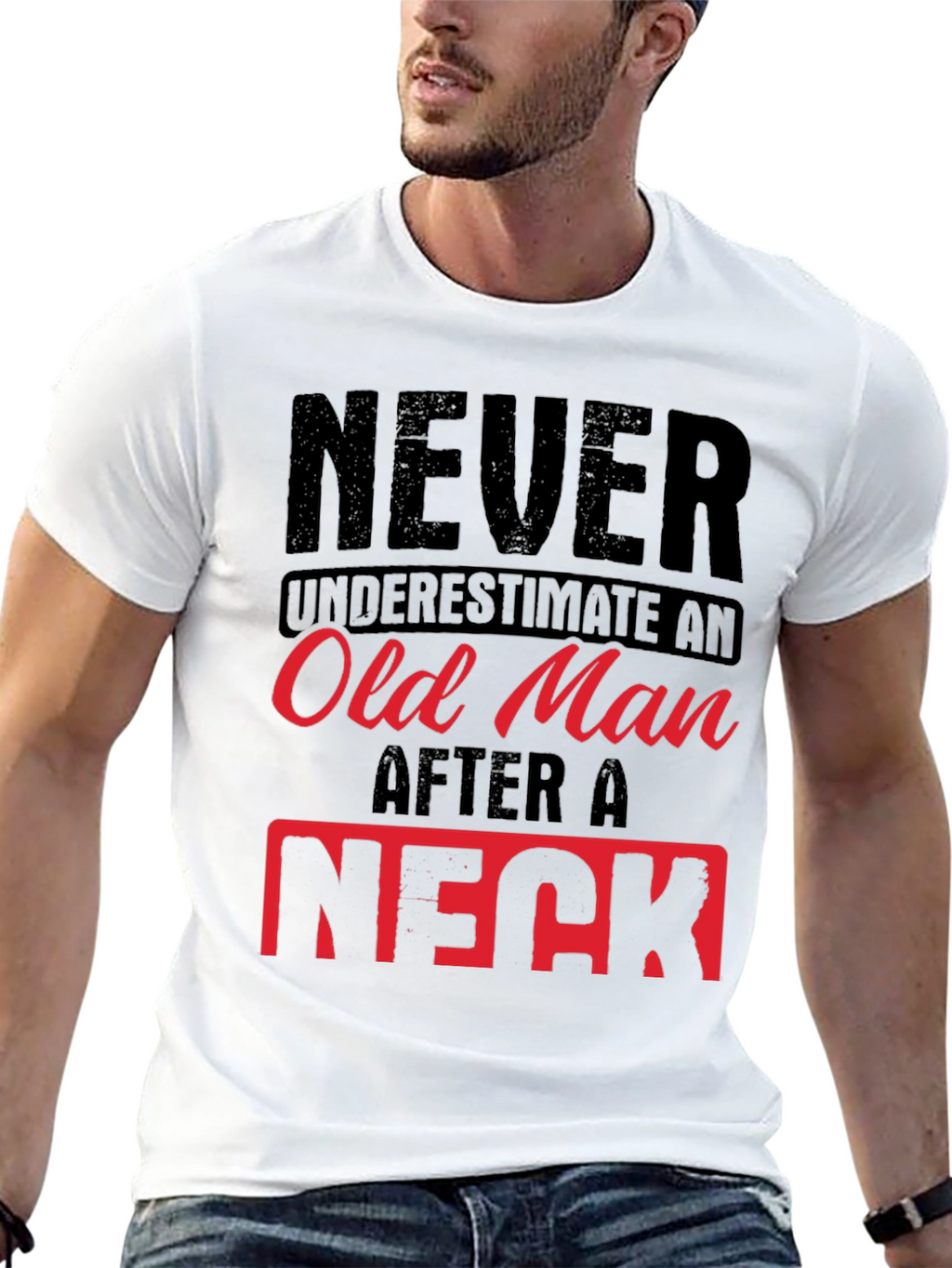 Never Underestimate Old Man Humor Graphic Tee
