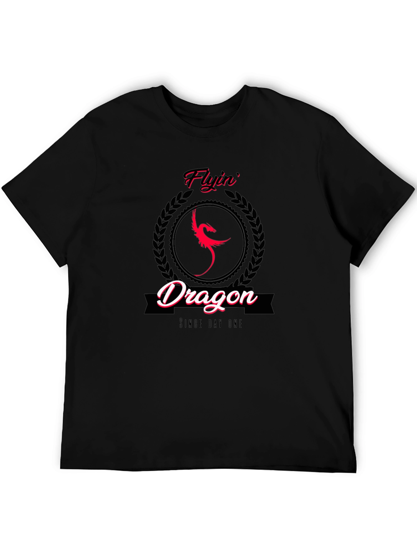 Flyin Dragon Graphic Tee - Black Cotton T-Shirt