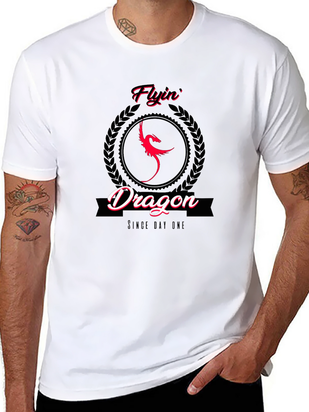 Flyin Dragon Graphic Tee - Black Cotton T-Shirt