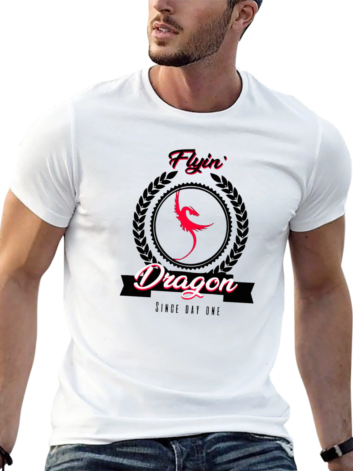 Flyin Dragon Graphic Tee - Black Cotton T-Shirt