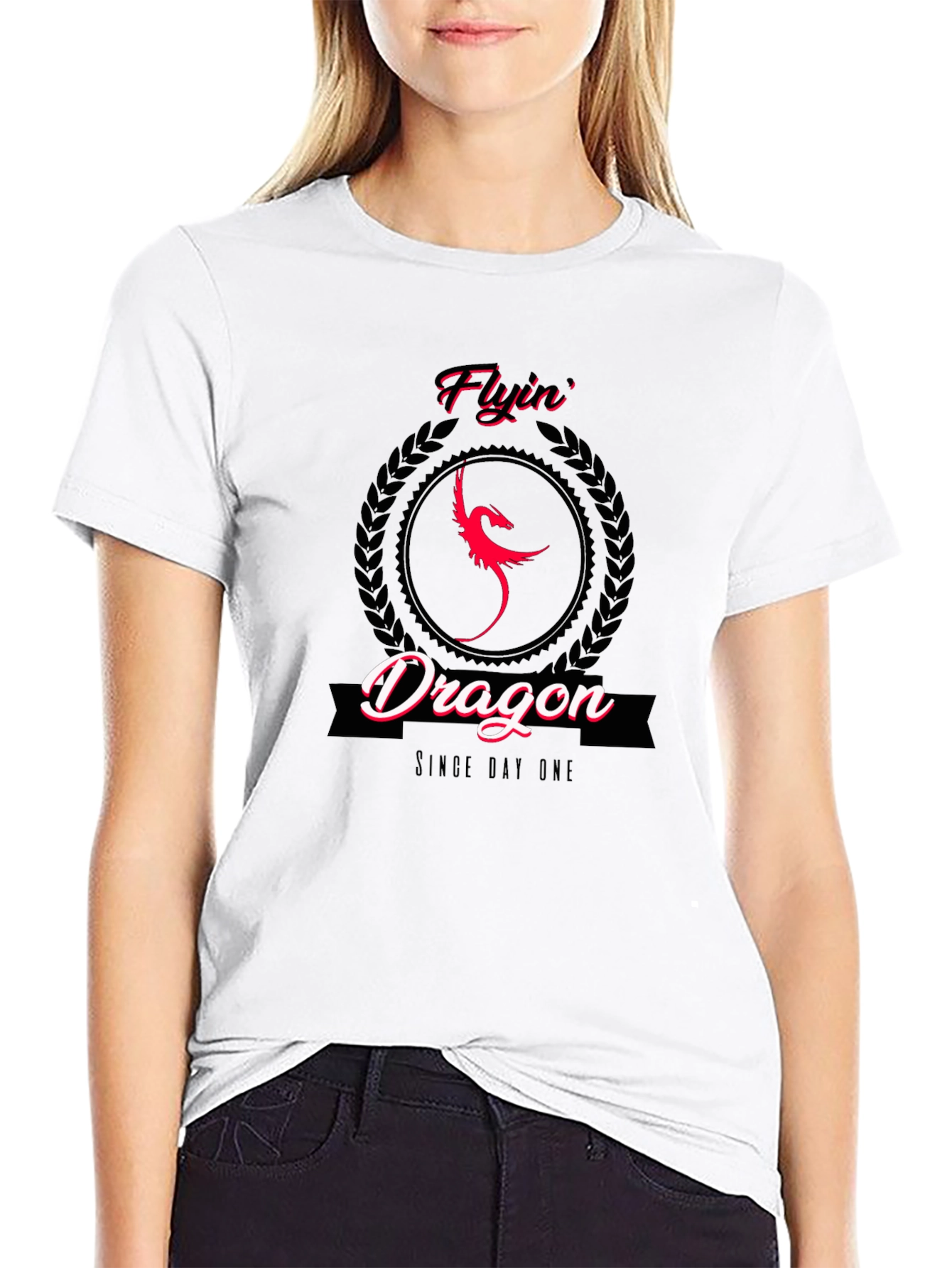 Flyin Dragon Graphic Tee - Black Cotton T-Shirt