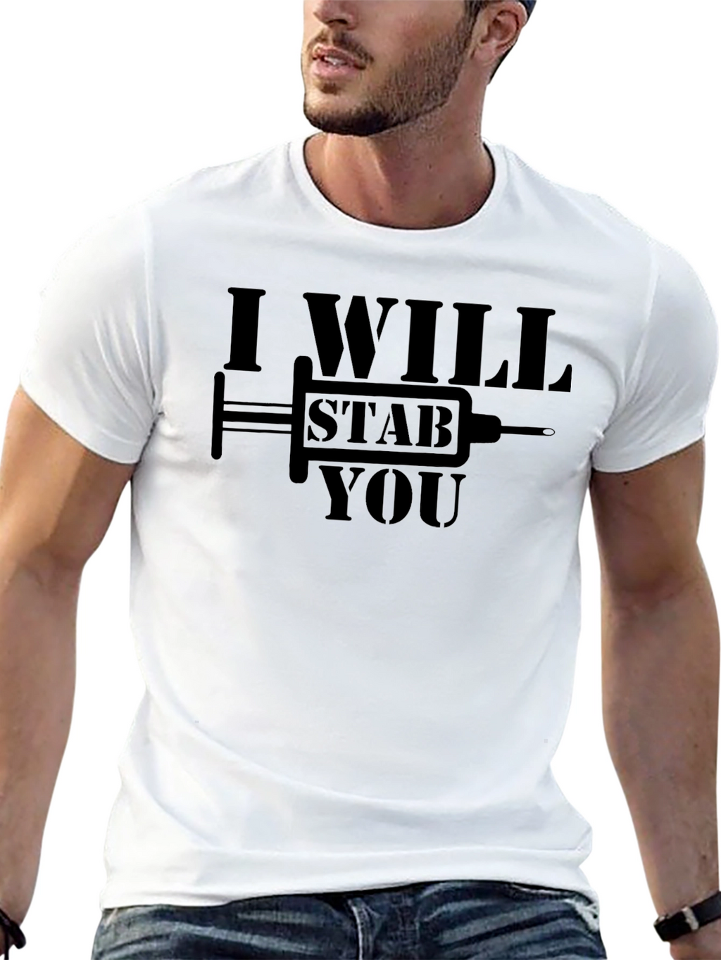 I Will Stab You Funny Graphic Novelty T-Shirt