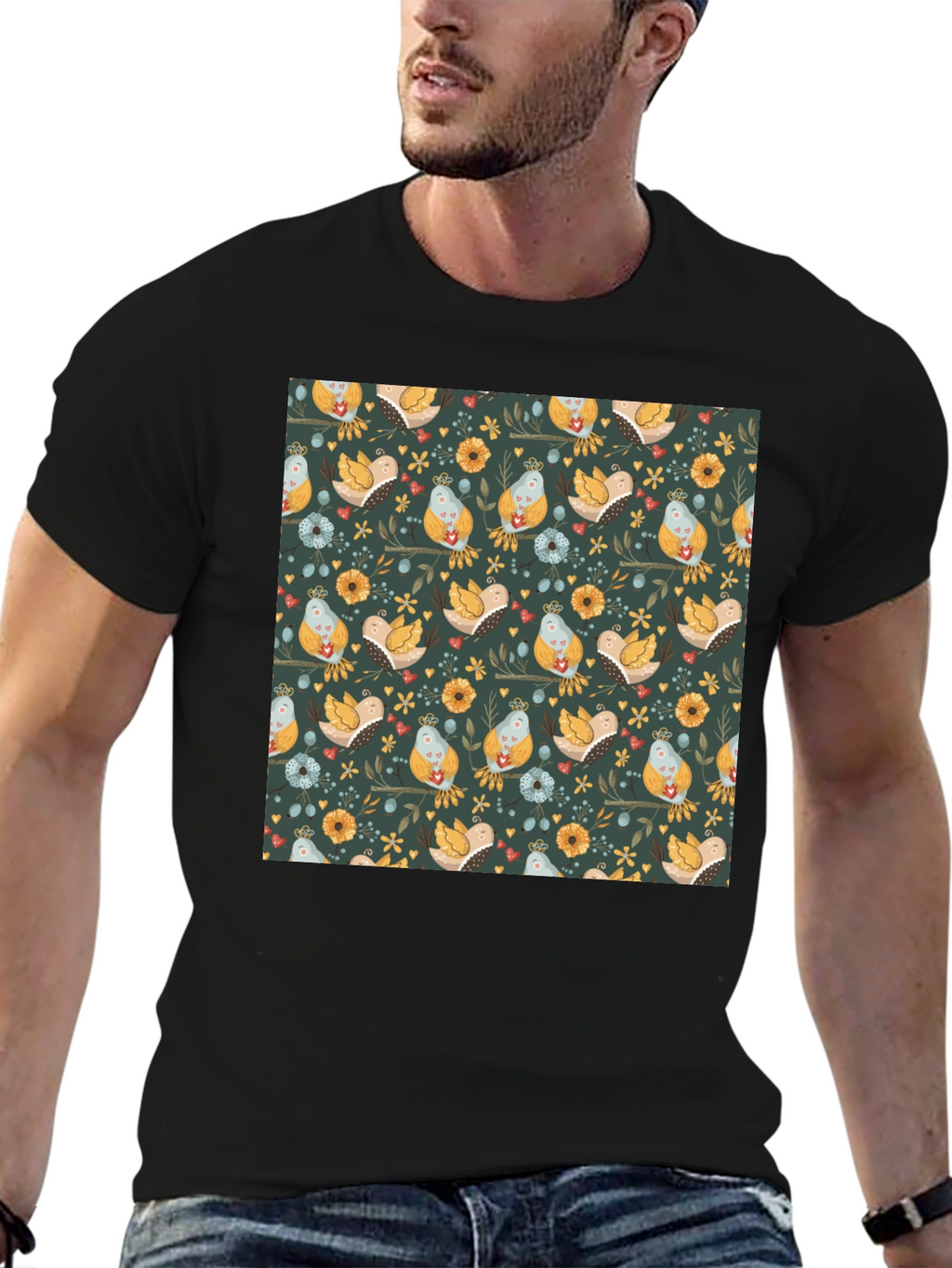 Bird & Floral Pattern Tee