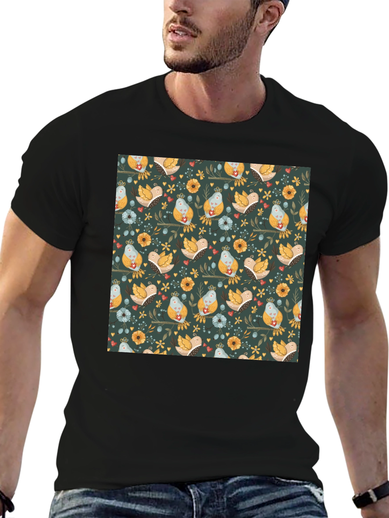 Bird & Floral Pattern Tee