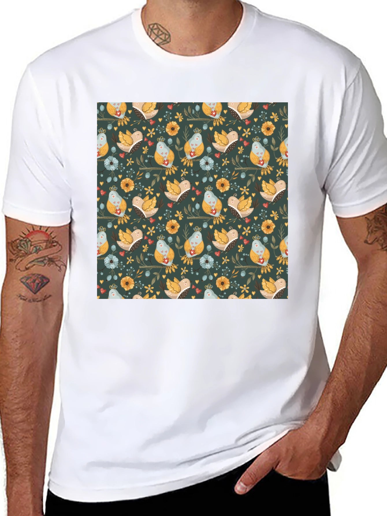 Bird & Floral Pattern Tee