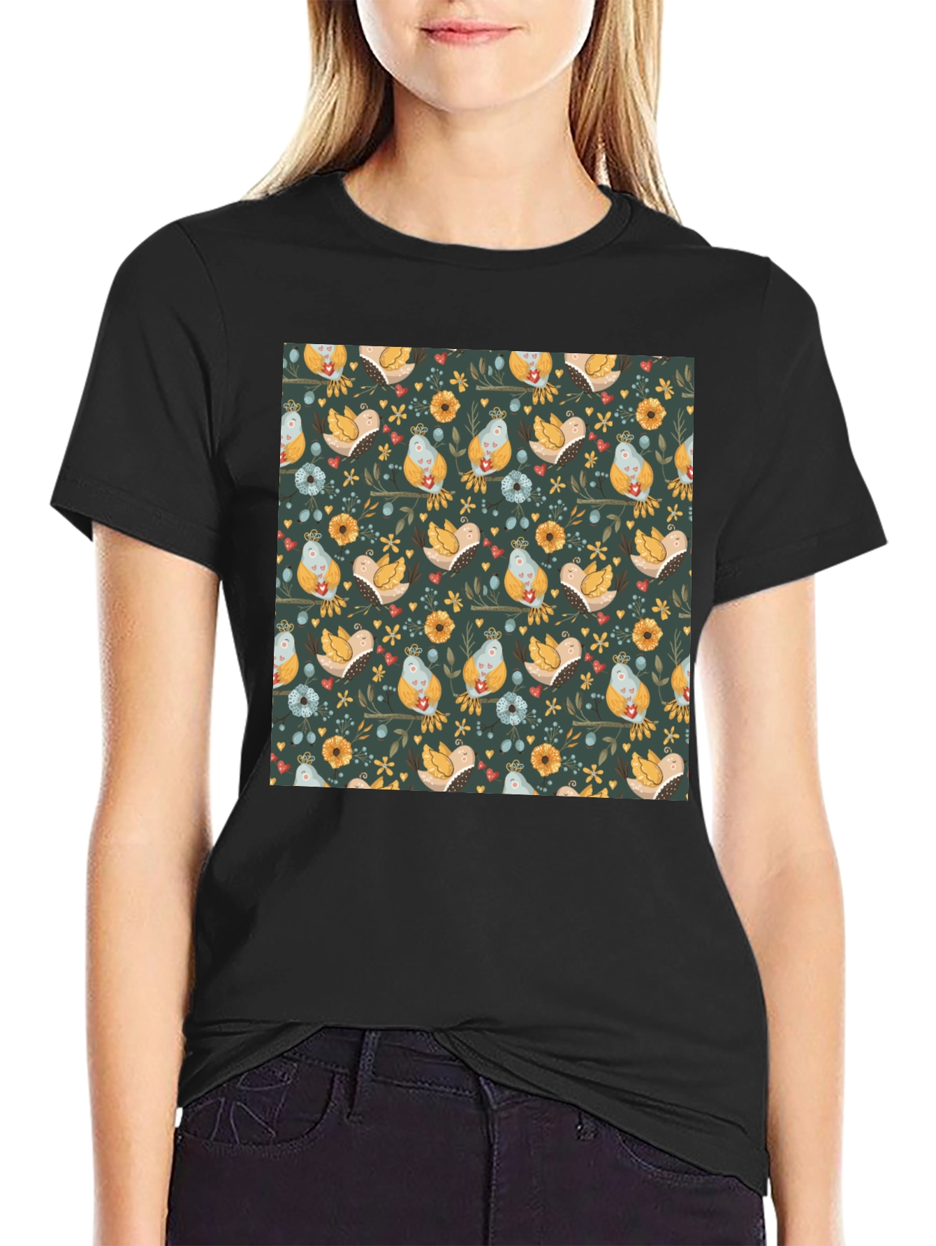 Bird & Floral Pattern Tee