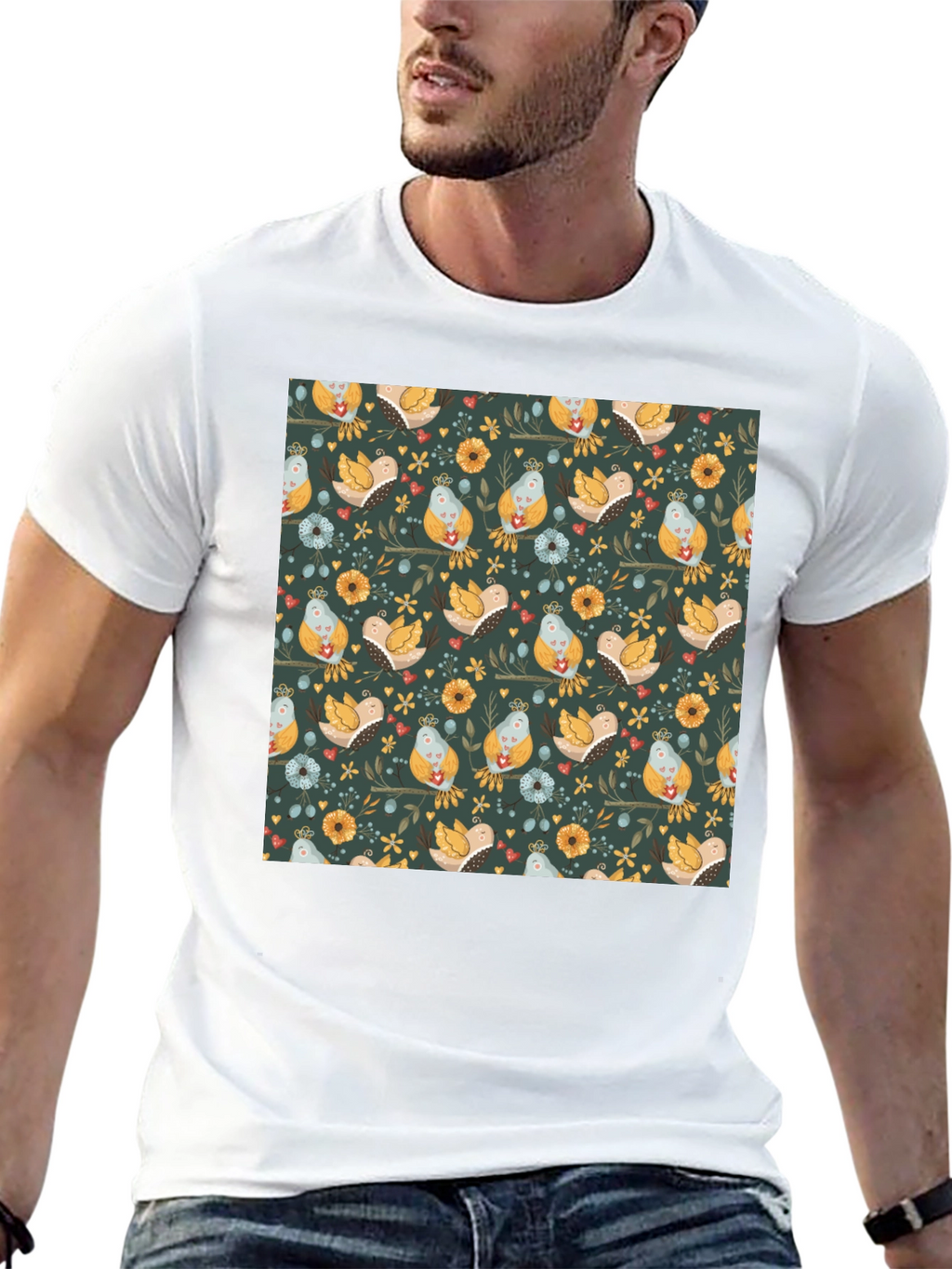 Bird & Floral Pattern Tee