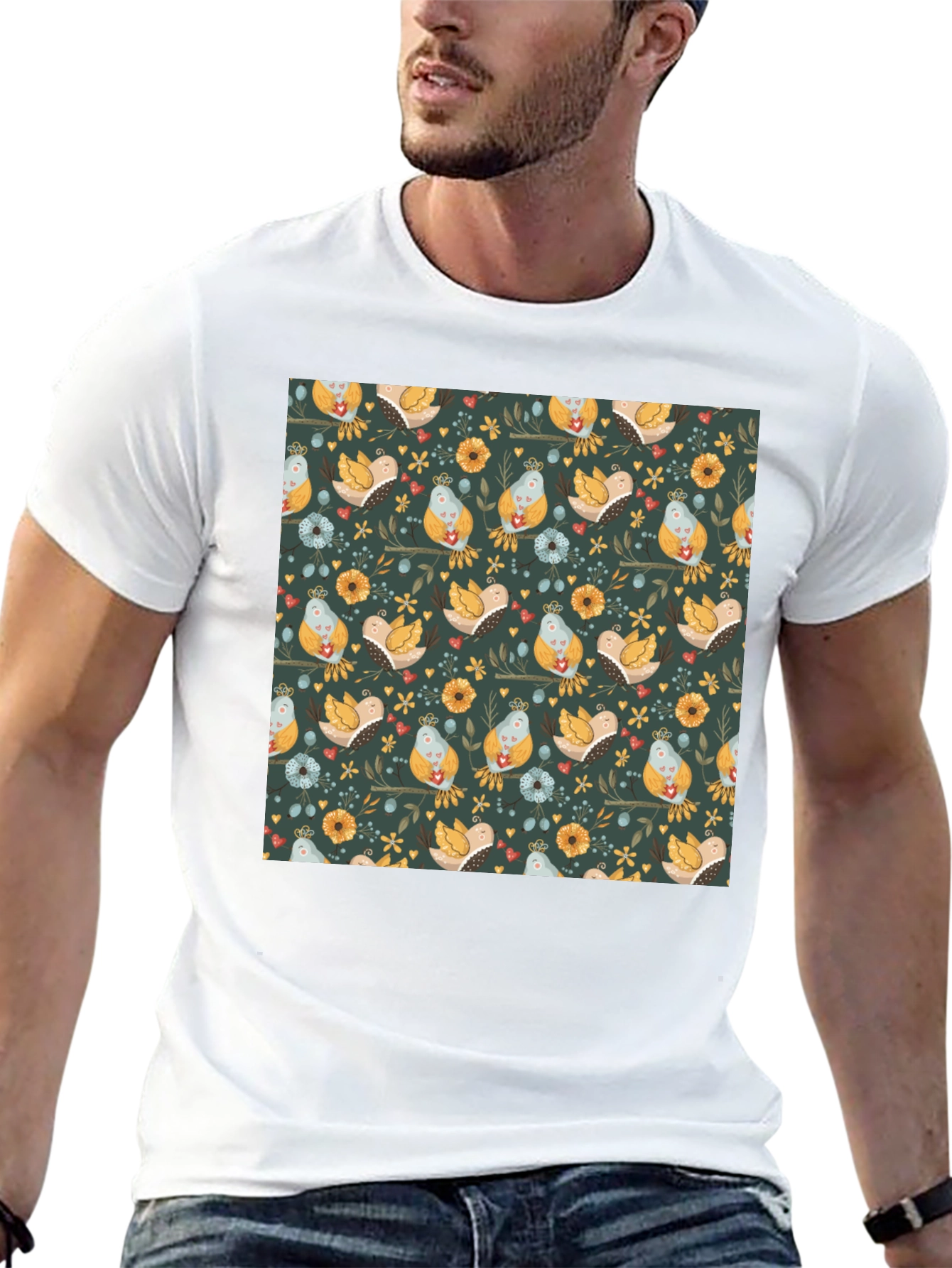 Bird & Floral Pattern Tee