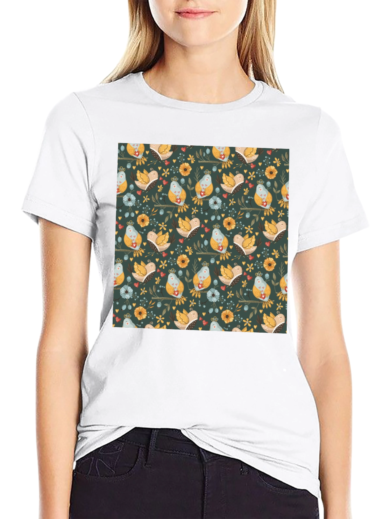 Bird & Floral Pattern Tee