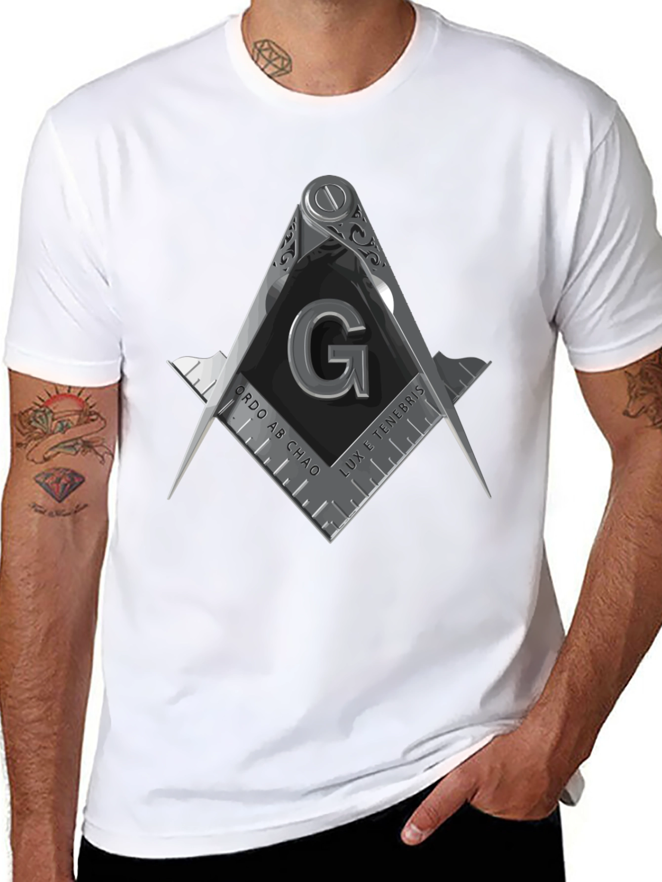 Masonic Compass & Square Graphic Tee - Black