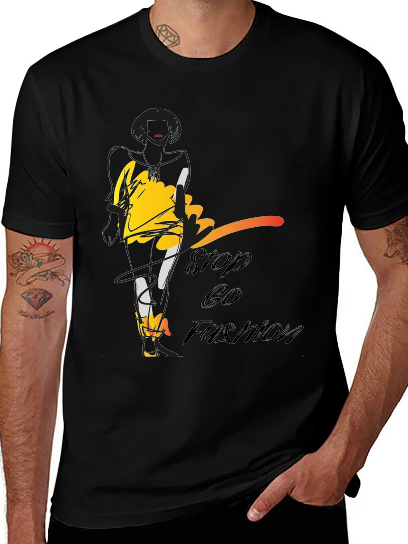 Stylish Stop & Go Fashion Black Graphic Tee