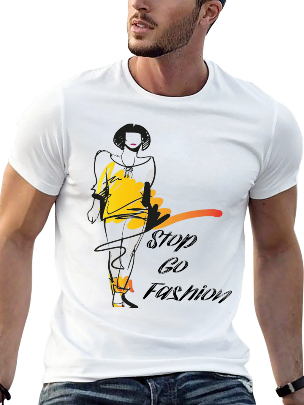 Stylish Stop & Go Fashion Black Graphic Tee