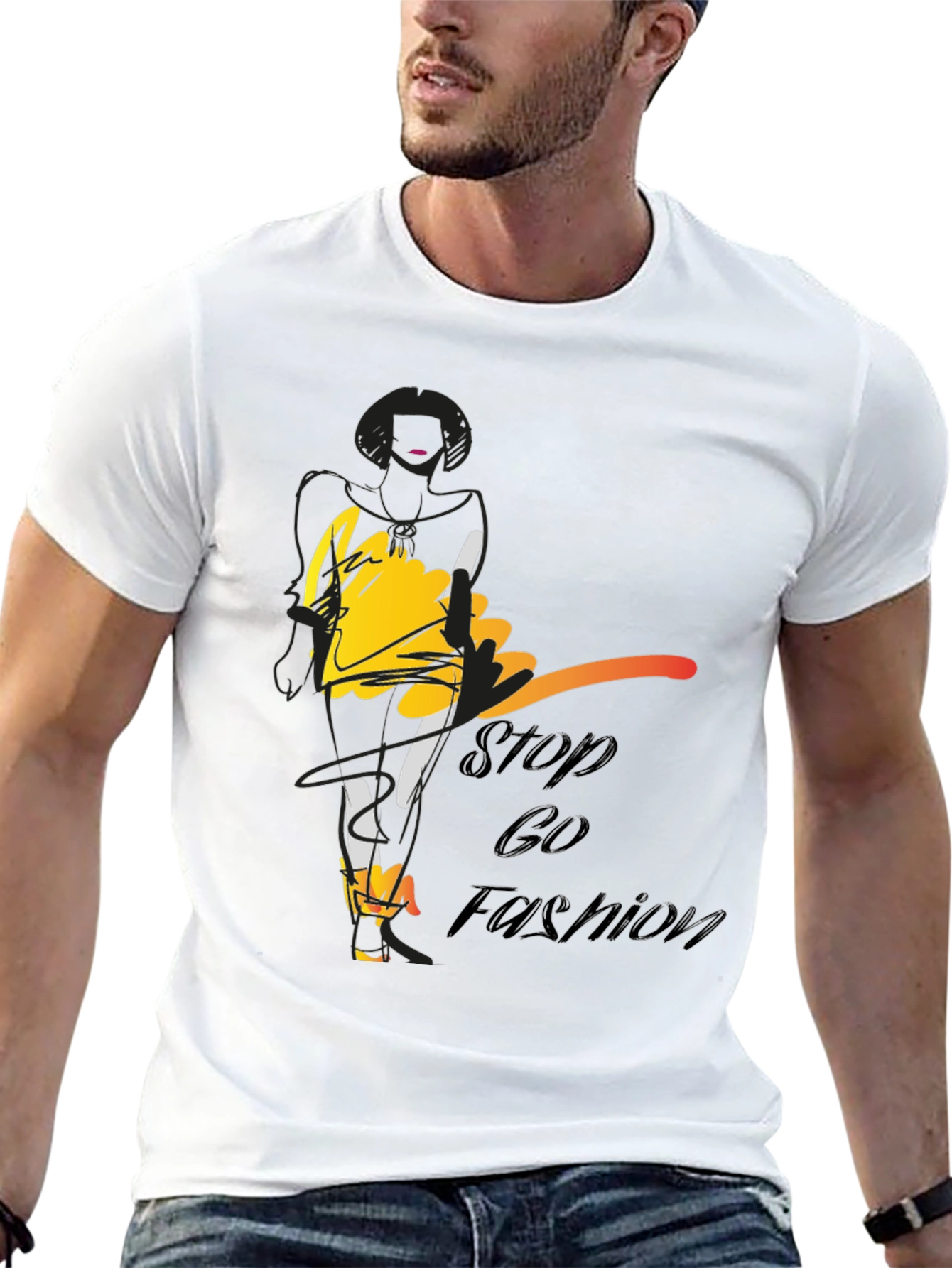 Stylish Stop & Go Fashion Black Graphic Tee