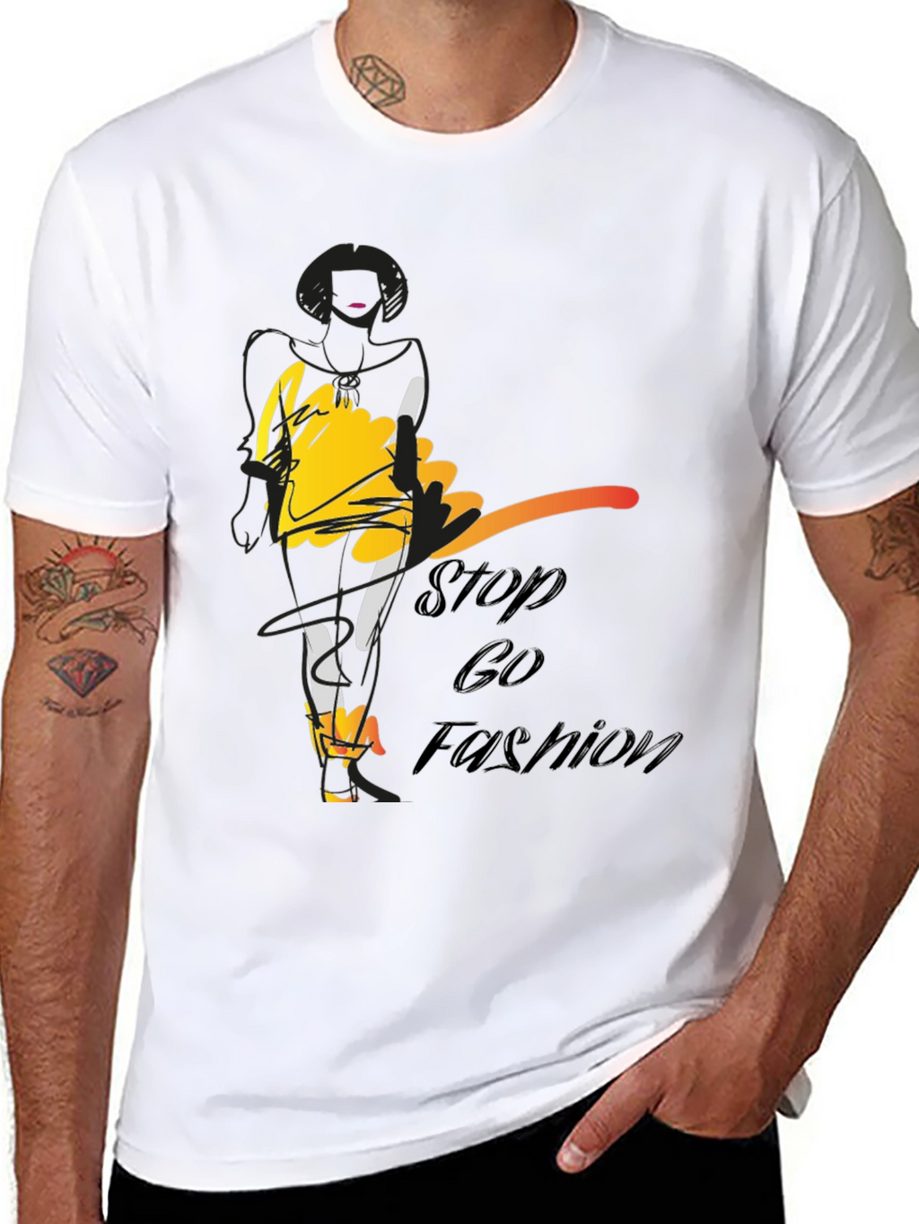 Stylish Stop & Go Fashion Black Graphic Tee
