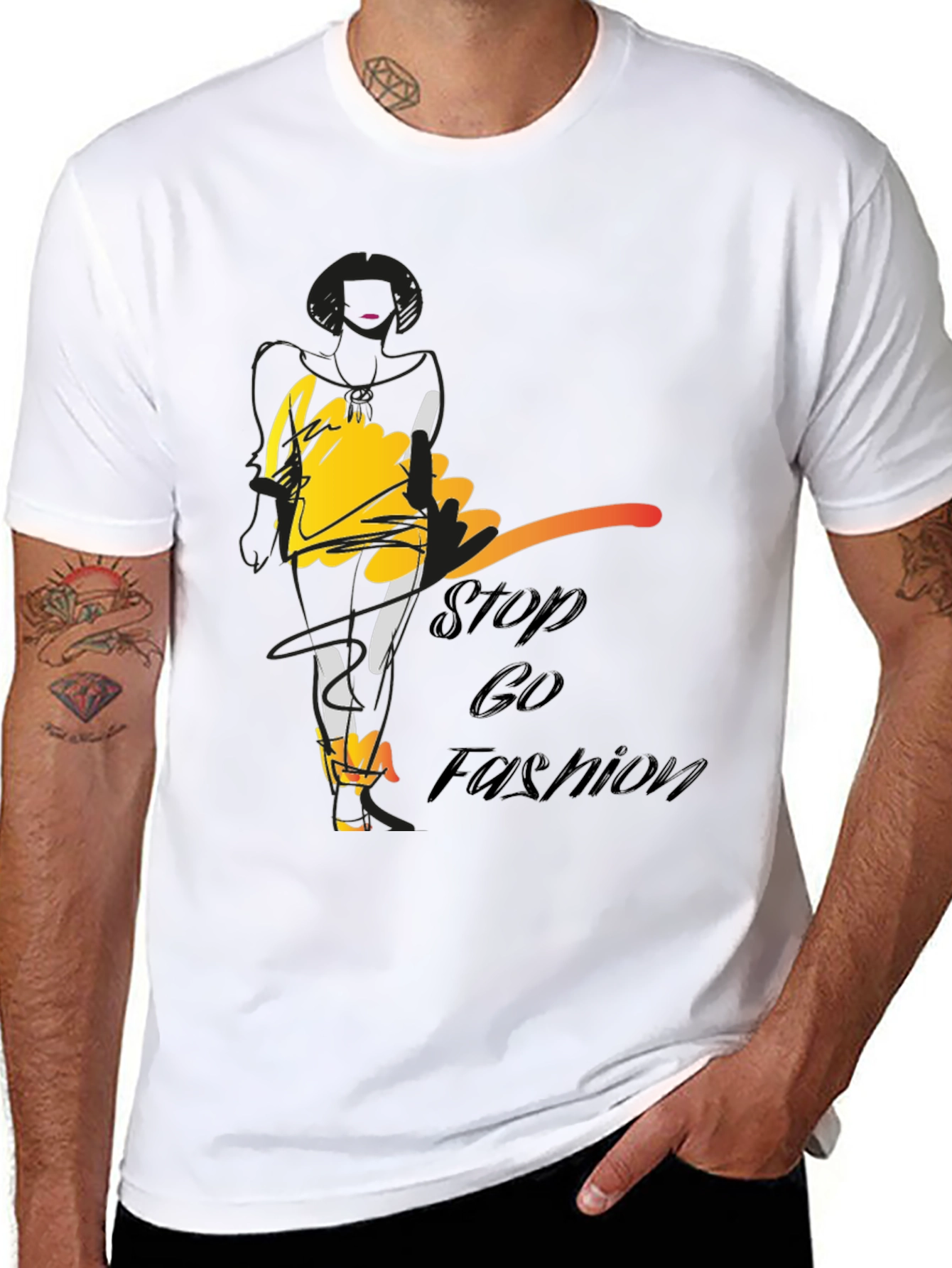 Stylish Stop & Go Fashion Black Graphic Tee
