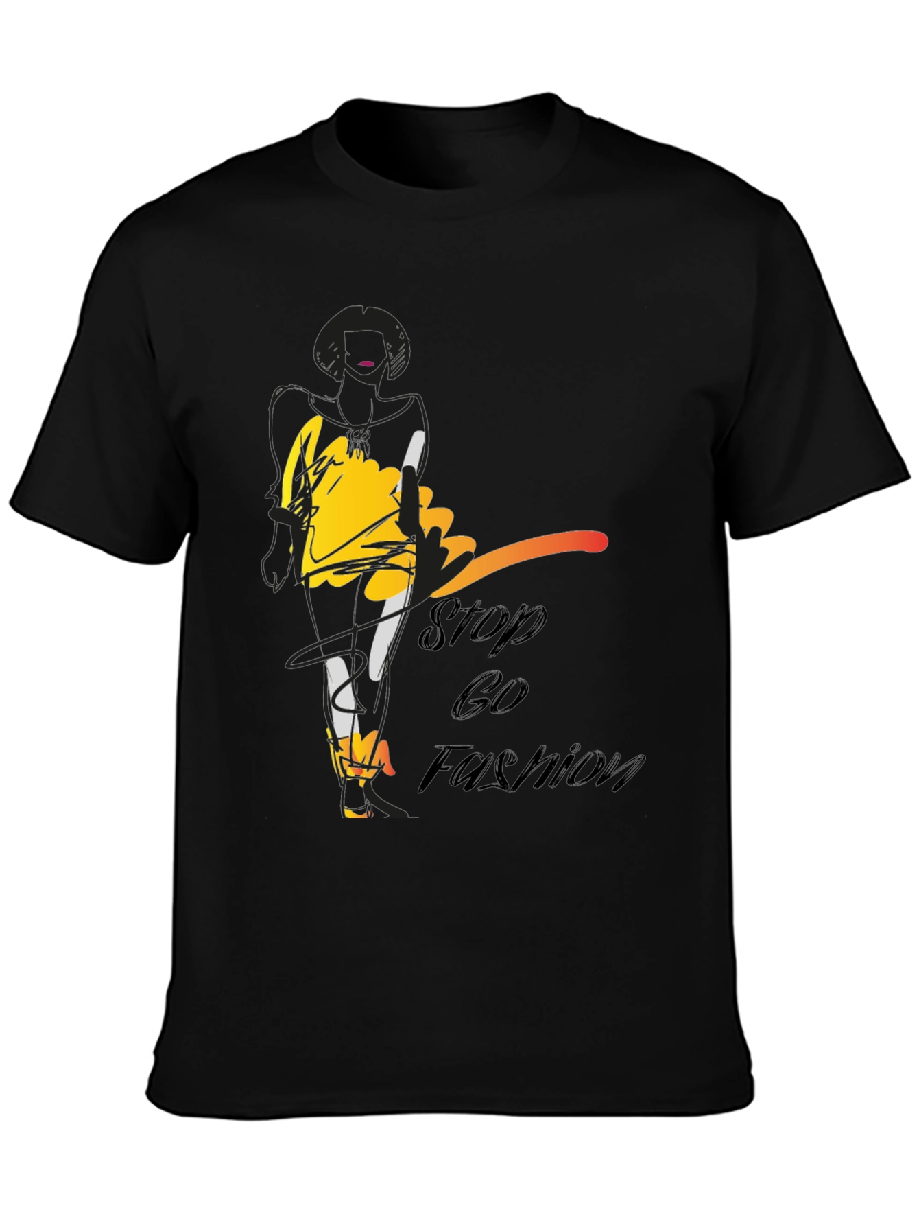 Stylish Stop & Go Fashion Black Graphic Tee
