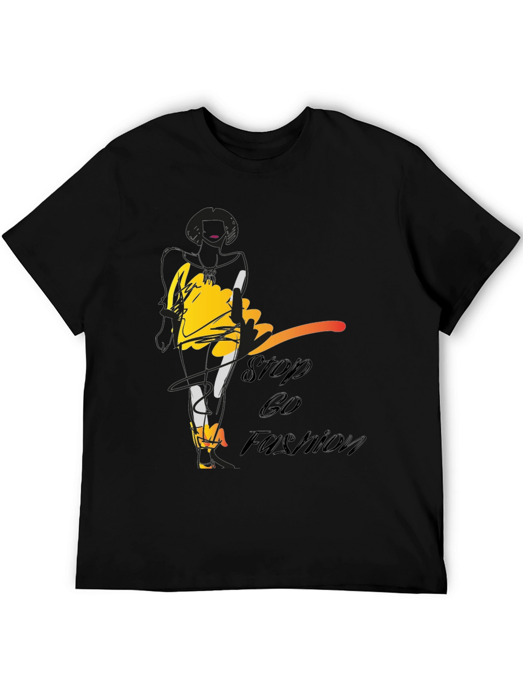 Stylish Stop & Go Fashion Black Graphic Tee