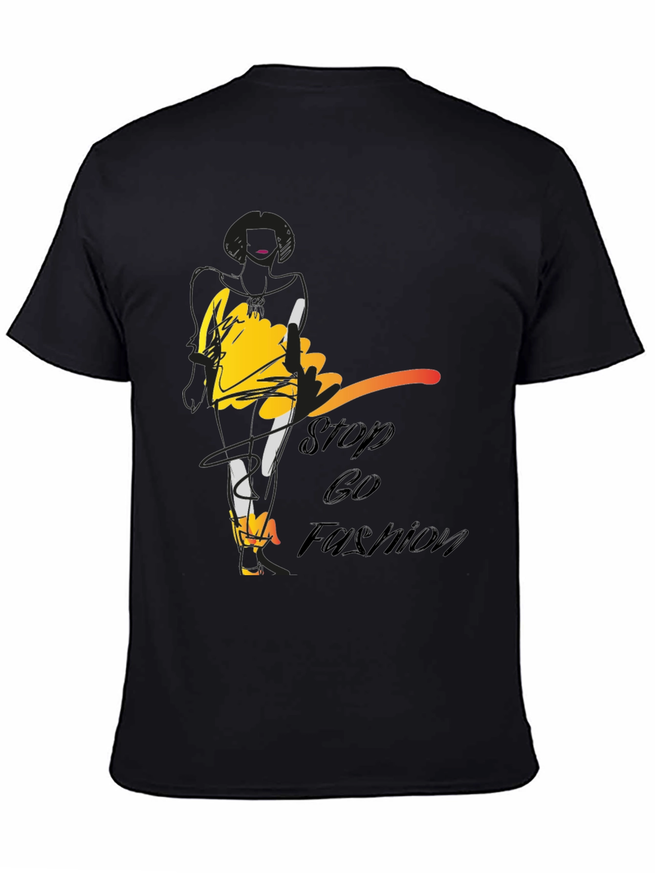 Stylish Stop & Go Fashion Black Graphic Tee