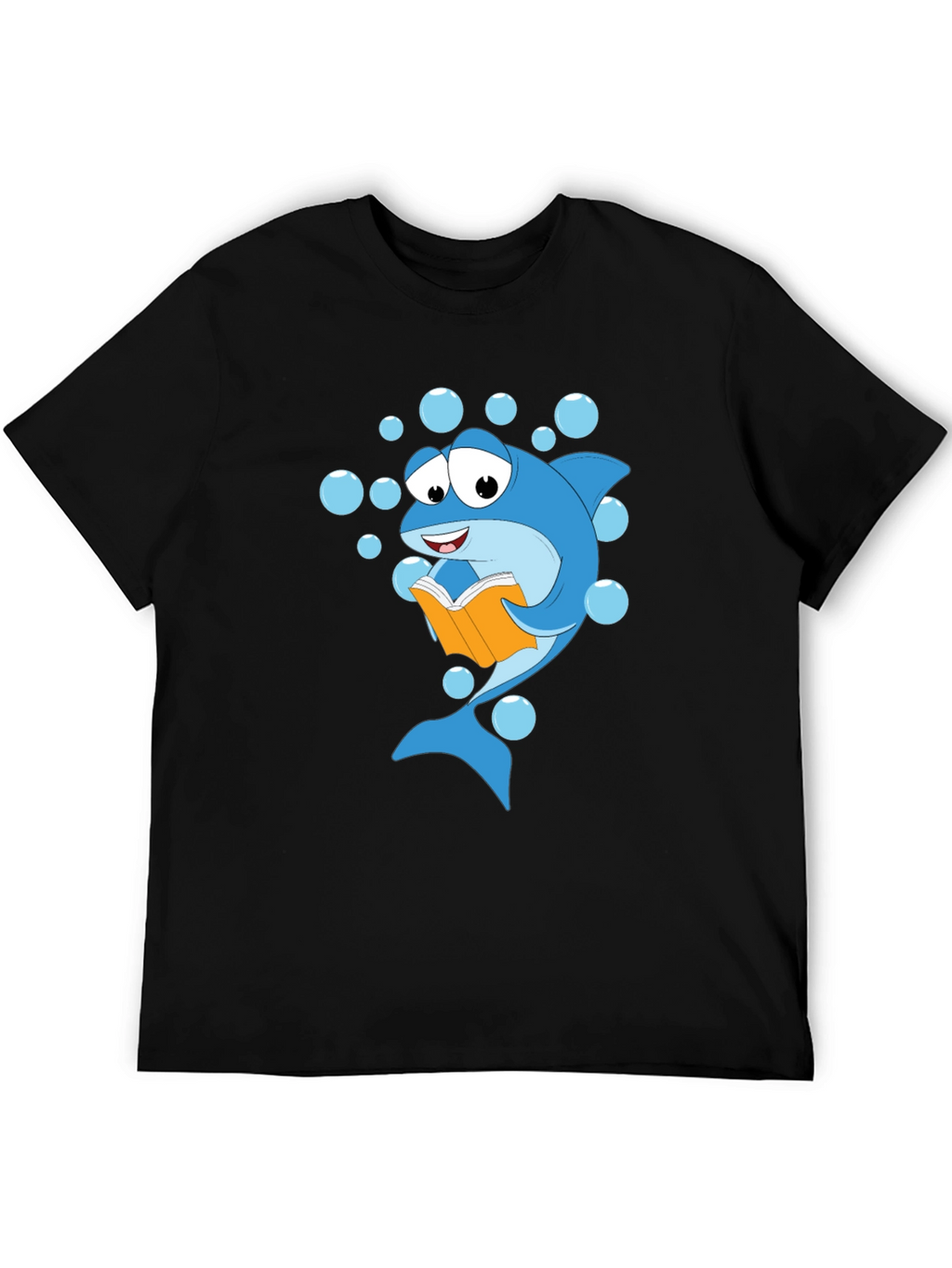 Reading Shark Graphic Tee - Black Cotton T-Shirt