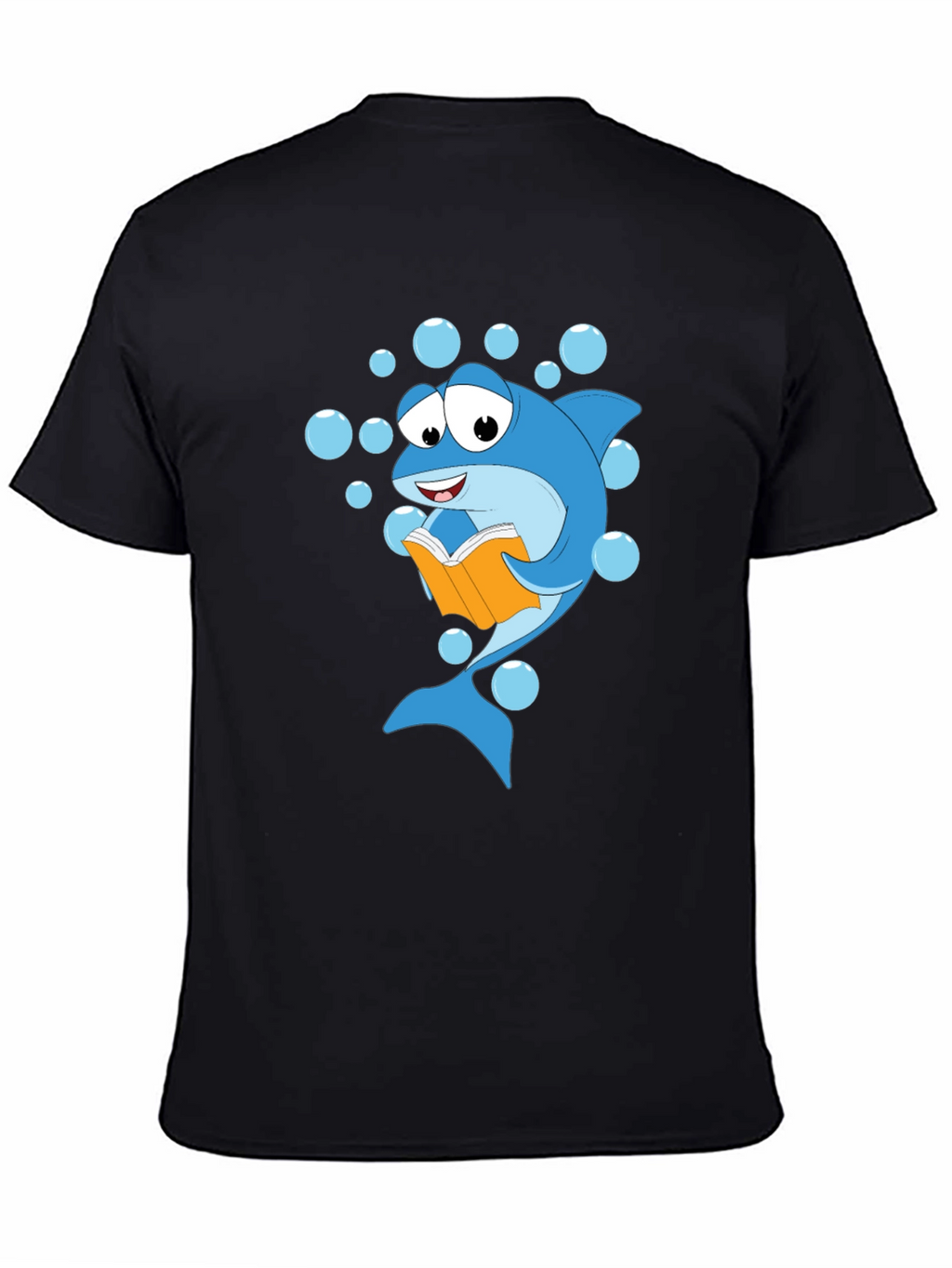 Reading Shark Graphic Tee - Black Cotton T-Shirt